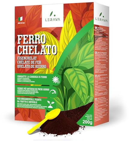 LERAVA Ferro Chelato per Piante (4x200 g) Rinverdente Contro Clorosi Ferrica - Chelato di Ferro per Piante - Soluzione Preventiva e Curativa per Tutte le Colture, Consentito in Agricoltura Biologica