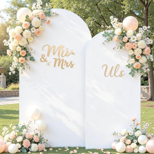Weißer Fotobogen-Hintergrund, 2 Stück, Spandex, 7,2 und 1,8 m, weiße Bogenabdeckungen, dehnbar, für Hochzeit, Ballonbogen, Ständer, Abdeckungen für Geburtstagsparty, Babyparty, Brautparty, Bögen