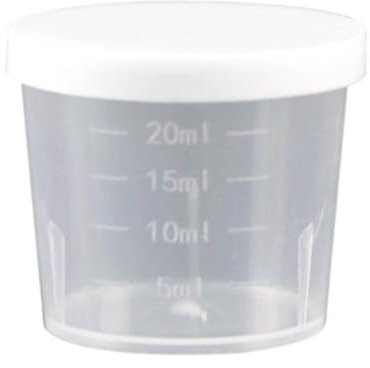 Clear Plastic Medication Measuring Cup with Lid, Multipurpose Dispensing Beaker for Liquid Medicine, Cooking & Crafts, Easy Read Graduated Markings (20ml)