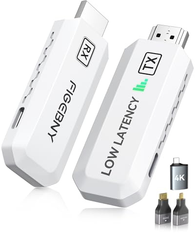 Wireless HDMI Transmitter and Receiver 4K Decode 1080P Output Ultra Low Latency, Plug&Play 2.4G/5G Portable Extender, 165FT HD Display Adapter for TV Box/PC/Laptop/Projector/DV/Camera White