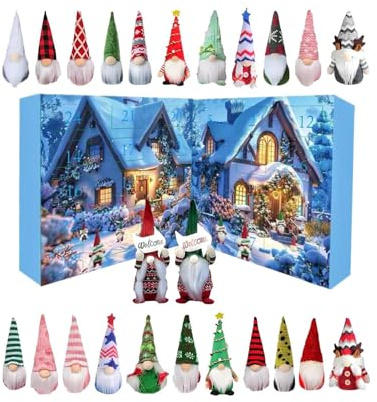 2025 Weihnachts Wichtel Adventskalender, 24 Tage Weihnacht Countdown-Kalender mit 24 Stück Wichtelpuppen Plüschtier, Skandinavischer Zwergplüschspielzeug Sammelfiguren für Kinder und Erwachsene (A)