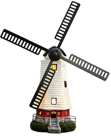 Renchey Moulin à Vent Solaire | Figurine Décorative LED De Moulin À Vent,Figurine De À Solaire Imperméable Qui S' | Pour Jardin Cour Arrière-cour Terrasse Balcon Aménagement Paysager