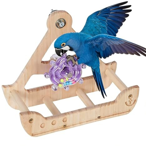 Pour cage à oiseaux et oiseaux | en bois à bascule | Accessoires et fournitures pour cages à oiseaux, pour animaux de compagnie, colibris exercice, divertissement, escalade, pataugeoire