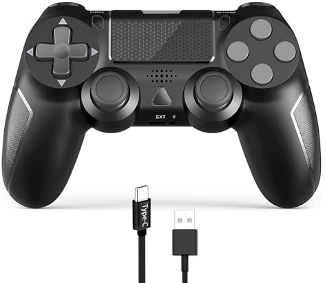BJXOZ Wireless Controller for PS4, Gamepad with Type-C Port/Hyper-Sensitive 360° Sticks/Vibration/Ergonomic Grip/Speaker/6-Axis Sensor/Audio Jack/Multi Touch Pad, for PS4/Slim/Pro/PC