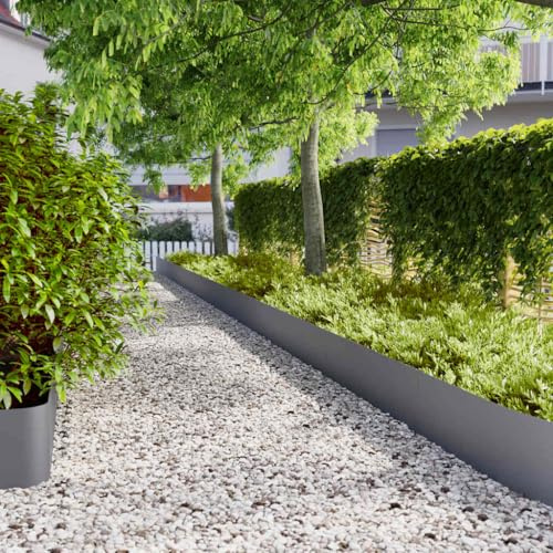 Genérico Bordes césped 20 uds Antracita 25x103 cm Acero Laminado frío,Bricolaje,Vallas de jardín,Ribetes y Bordes para jardín,Antracita,860174