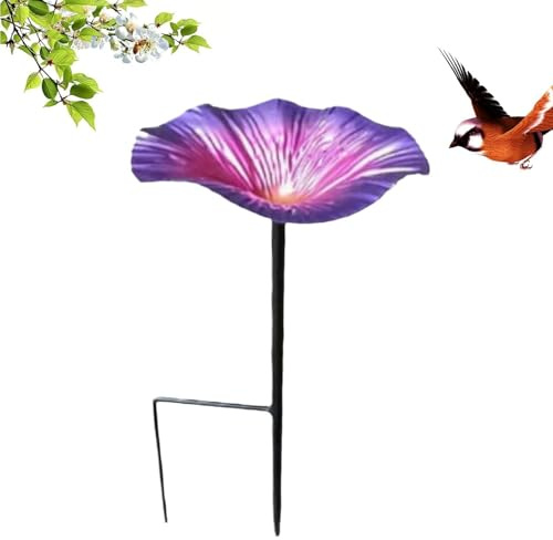 Aves con estaca y baño resistente al óxido | metálico de aves con baño Para jardín, césped, pájaros salvajes: colibrí, carbonero, pinzón, gorrión