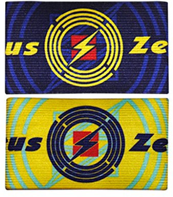 Zeus Spielführerbinde Kapitänsbinde Band Kapitän Fußball Reversible (BLAU-GELB)