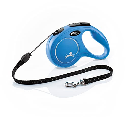 flexi Classic M | 5 m Retractable Cord Leash for Dogs up to 20 kg | Blue | Retractable Dog Lead | Weight: 220 g | Dimensions: 10.8 x 17.6 cm