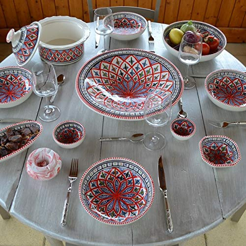 Service à couscous assiettes jattes Bakir rouge - 6 pers