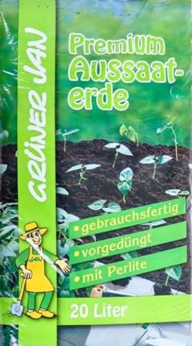 Aussaaterde 20 Liter Anzuchterde Pflanzerde Kräutererde Gemüseerde Fein | Grüner Jan, nährstoffarm, Aussaat, Stecklinge, Zimmerpflanzen, Hochbeet, torfhaltig, lockere Struktur, Aussaaterde