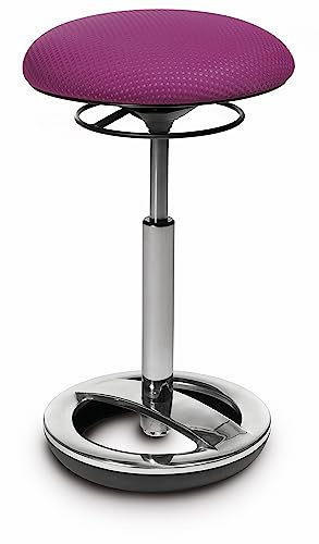 Topstar SU59BR7 Sitness High Bob, ergonomiskt ståstöd, arbetspall, fitnesspall, stativring polerad aluminium, sitthöjd 49–70 cm, tygöverdrag, tygöverdrag, lila