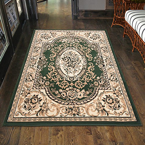 Carpeto Klassischer Orientteppich & Perserteppich mit Orientalisch Ornamente Muster Kurzflor in Grün/TOP Preis - ÖKO TEX (300 x 400 cm)