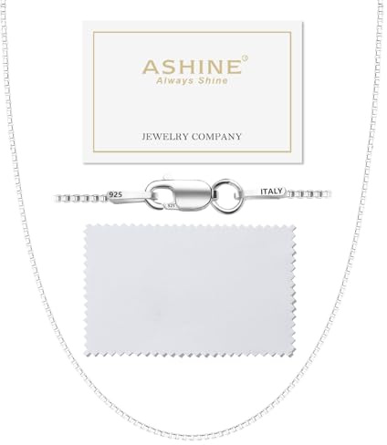 ASHINE 925 Sterling Silver Box Chain Necklace for Women 20 inch Silver Necklace for Women Trendy Jewelry for Women 2026 Charm Dainty Chain for Pendant (1mm Box Chain Lobster Clasp 20 Inches)