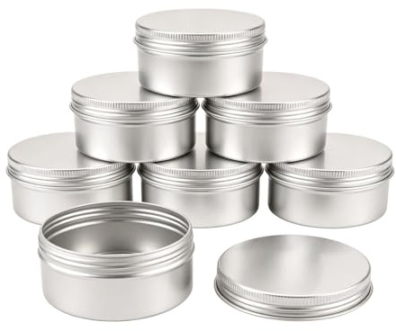 12PCS 50g Empty Refill Silver Aluminum Cosmetic Sample Packing Tins with Screw Lids Travel Round Storage Jar for Lip Balm DIY Candles Eye Shadow Powder