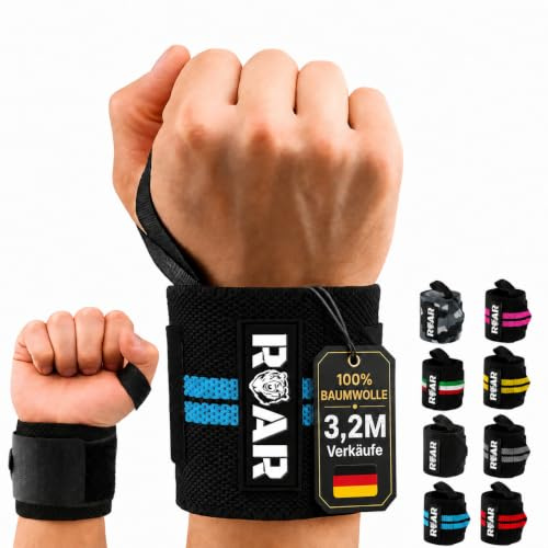 Roar® Wrist Straps Gym, Handgelenk Bandage, Wrist Support, Handbandage Handgelenk, Unterarm Bandage, Orthese Handgelenk, Calisthenics Griffe, Crossfit Grips, Gym Grip