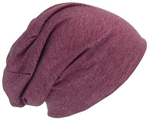 Cool4 Jersey beanie bomull melerad slouch kemo unisex mössa A29, aubergine, 56/59 cm
