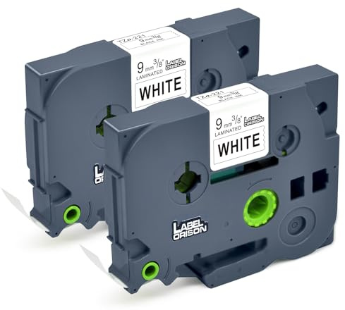 Label Orison – Cinta de escritura negra sobre blanco TZe-221 TZe221 TZ221 9 mm compatible como repuesto para Brother P-Touch laminada cinta de etiquetas para Ptouch PT-H100L H100r D400 D600 PT-1010