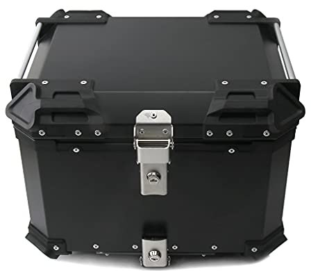 BigKing Motorrad Heckbox,Professionelle CNC Aluminiumlegierung Aufbewahrungsbox Universal Top Case (Schwarz, 55L)