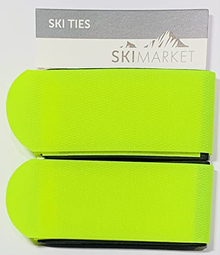 SkiMarket - Coppia di fascette da sci Jumbo, 7 colori incredibili (giallo)