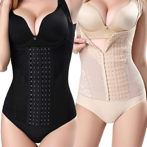 SUIUOI 2PCS Fajas Reductoras Corsé Mujeres,Faja Reductora Colombiana Moldeadora,Fajas Postparto Moldeadora y Reductora Abdomen,Moldeadora Adelgazantes,Body Reductor,Shapewear Bodysuit Busto Abierto