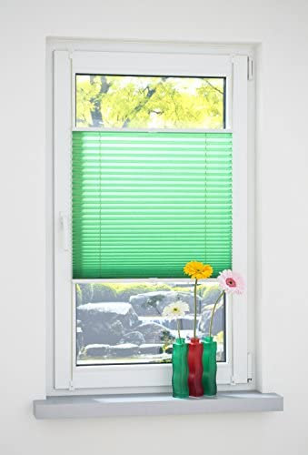 Plissee mit Klemmträger, Stoff: Crush-Optik, verspannt ohne Bohren oder Schrauben, Breite: 120 cm, Länge: 130 cm, Farbe: grün