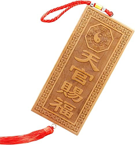 Spiegel for Wanddekoration, Bagua-Spiegel, traditioneller chinesischer Feng-Shui-Spiegel, taoistischer Buddhismus, Pfirsichholz, geschnitzt, rechteckig, chinesisch, orientalisch, Schutz, Feng Shui, Ha