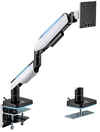 LogiLink Monitorhalterung für 17–49 mit Gasdruckfeder, Tischklemm- oder Tischlochmontage, Tragkraft bis zu 20 kg, für Gamer Designed mit eingebautem Beleuchtungseffekt