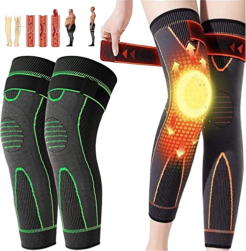 Tourmaline Acupressure Self-heating Shaping Knee Sleeve Mugwort Acupressure Shaping Knee Pads Wormwood Full Leg Compression Sleeves Self-heating Knee Pads For Women Men (Color : Green, Size : XXL-a