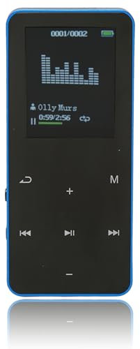 Lecteur MP3 8 Go avec Bluetooth, Lecteur de Musique 8 Go pour Enfants, étudiants, Personnes âgées, Lecteurs Audio Numériques, Lecteur de Musique MP3 HiFi Portable, Cadeaux (Bleu)