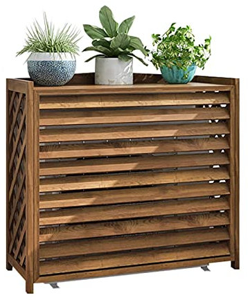 Cubre Aire Acondicionado Exterior,Radiador Cubierta Decorativa,Revestimiento De Fachada De Madera Tratada,Rejilla Protectora Para Sistemas De Aire Acondicionado Y Bombas De Calor,Vallas,Carbonizado (