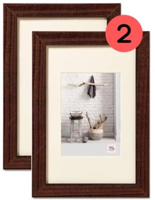 walther design Home HO520ND, Cornice in Legno, Confezione Doppia, 15 x 20 cm, Noce