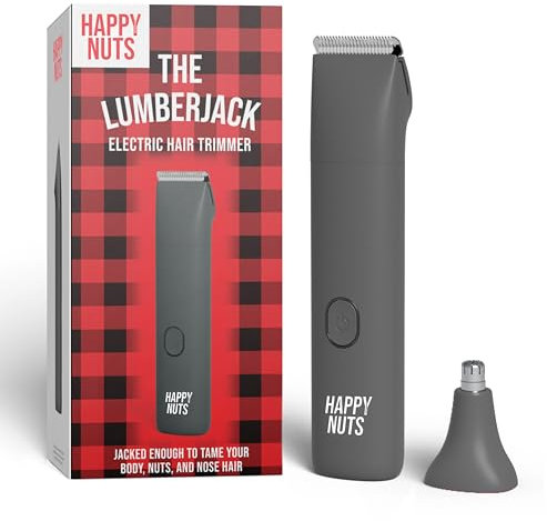 Happy Nuts The Lumberjack Electric Groin & Body Hair Trimmer for Men - Mens Body Groomer Kit for Privates - Smooth Ball & Pubic Hair Shaver (Graphite)