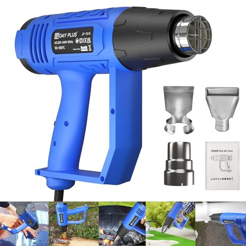 Heat Gun - 2000W 300℃ & 600℃ Paint Stripper, Hot Air Gun with Variable Temperature Control, Overload Protection, 3 Nozzles - Heat Gun for Paint Stripping, Shrinking PVC, Crafts, Home Improvement