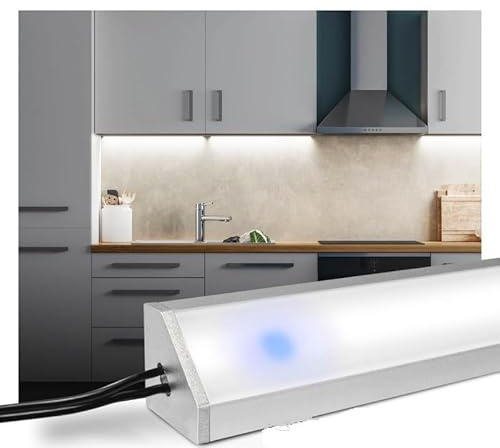Teramo led Barra Led Sottopensile Su Misura Luce A Scelta Interruttore TOUCH Profilo ANGOLARE Made In Italy (50 CM, LUCE CALDA)