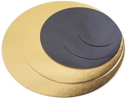 Cake Board Card 5erSet 10/15/20/25/30 cm Gold Black 2 mm Beschichtet
