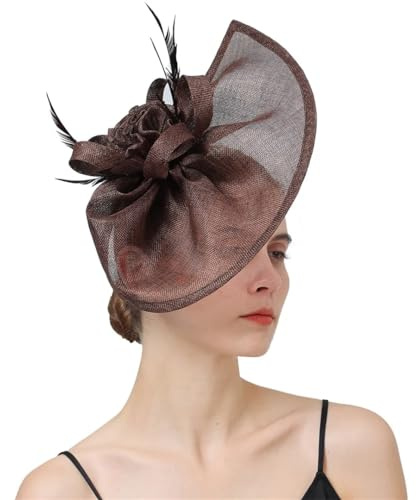 Generisch Kopfbedeckung für Hochzeit, Braut, Rlegant, Fascinator, Hut, formelle Kleidung, Party, Damen, Haar-Accessoires, Braun