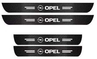 OSWINT Auto Einstiegsleisten Schutz für Opel Astra L 2021-2023, Einstiegsleisten Türstufenschutz Aufkleber mit Logo Anti-Kratz Lackschutzfolie Kohlefaser Innen-Styling-Zubehör,A