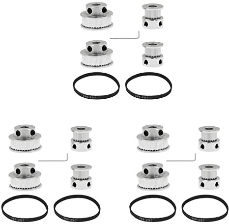 Oikabio 6 Sets Zahnriemen-Spannrolle, Aluminium, Synchronrad-Set für 3D-Drucker, CNC-mechanischer Antrieb