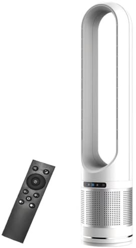 LSQXSS Ventilateur tour avec purificateur d'air,ventilateur de refroidissement sans pales avec télécommande,8 vitesses,minuterie 8h,balançoire à 80°,ventilateur tour à circulation d'air,affichage LED