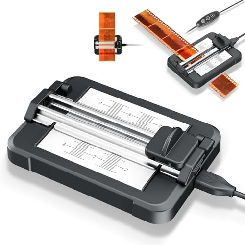 Filmschneider, Einstellbarer Filmschneider mit LED-Hintergrundbeleuchtung, 11-stufige Helligkeit, Rutschfester Schiebeschneider für 35-mm-Filmstreifen Im 120-Format, mit