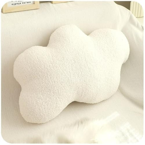 Ueiwffzo Kuschelkissen Kindekissen, Weiche Flauschige Wolkenform Zierkissen Sofakissen, 67 * 40cm Plüsch Kissen Dekokissen für Kinderzimmer Schlafzimmer (Weiß)