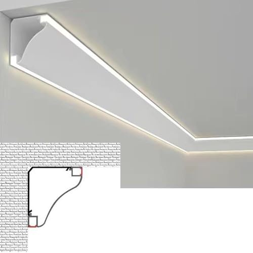 Innovz Coving for Ceilings 6.9 X 6.9 Cm Metal Crown Molding Lighting, LED Light Diffuser Channel Profile, Wall Ceiling Corner Decoration Trim Slot, Bedroom Living Room Cornice(25 m/82 ft)