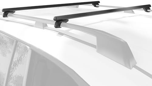 HOMCOM Barras de techo de coche transversales de 135 cm, porta-Bajos bloqueables 2 llaves suministradas, aleación de aluminio, compatible con rieles laterales elevados de 120 cm, color negro