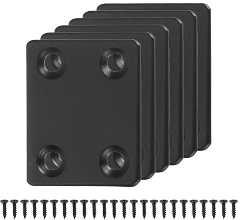 QUARKZMAN 6 Set Piastre Riparazione Piatte, 1.5 x 1.77 Pollici Piatta Acciaio Inossidabile Staffa Raddrizzata Unione Piastre Giunzione con Viti per Riparazione Angolo Mobili Legno, Nero