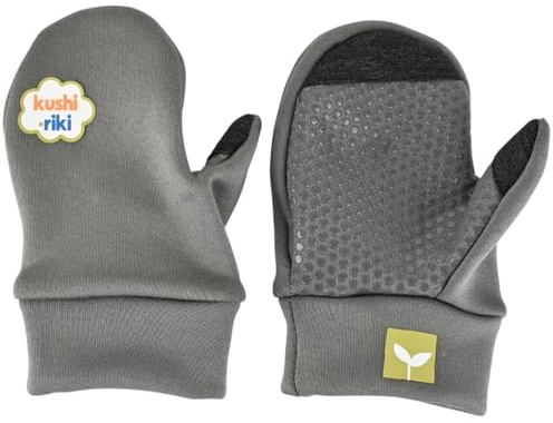 Kushi-riki Liner Mittens for Kids-Insulated Ski Mittens Perfect for Winter & Snow Gloves for Boys & Girls (Grey, S Age 6/7)