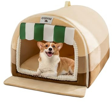 Galatée Katzenhöhlenbett, Hübsches Plüsch-Katzenhaus Für Den Innenbereich, Warmes Hundebett Mit Rutschfester Unterseite, Geschlossenes, Bequemes Hundebetthaus, Warmes Haustierbett(M, Braun)