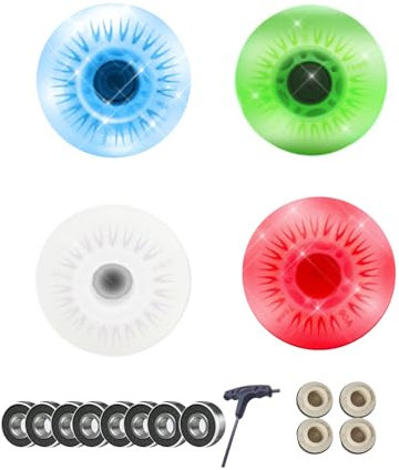 ANWEALTH 4er Pack 76 mm 80 mm Inline Skate Rollen Rollschuh Skating Räder Outdoor Indoor mit ABEC 9 Kugellagern 90A Leuchtende Rollschuhräder für Indoor und Outdoor Skating