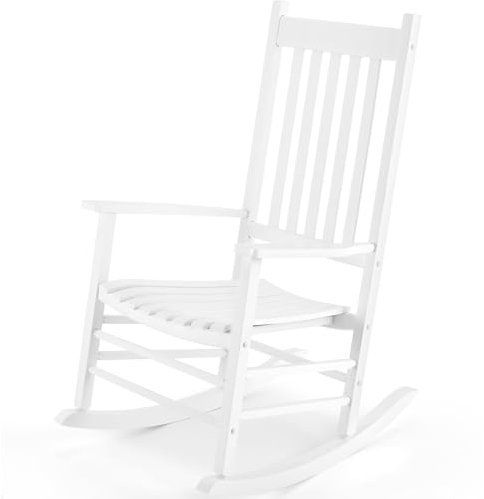 Clevich Schaukelstuhl Outdoor mit Armlehne, Pappelholz Gartensessel Schwingsessel für Garten Terrasse Balkon Wohnzimmer, witterungsbeständig, 86 x 69 x 115 cm
