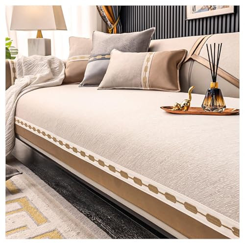 YSMSMZJK Kratzfest überzug Couch, Couch Auflage Leicht Zu Reinigen Couch U Form Sofaschoner Sitzfläche,Beige-110 * 180cm/28 * 70in