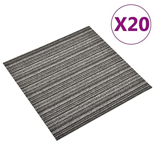 Baldosa de suelo de moqueta 20 uds, ShGaxin Baldosas De Moqueta, Moquetas Para Suelos, Losetas De Moqueta, Alfombra Interior, Alfombras Comedor, 5m² 50x50cm antracita rayada